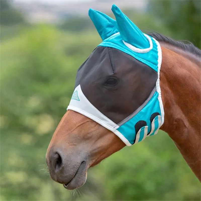 Shires Fine Mesh Fly Mask with Ears - Teal